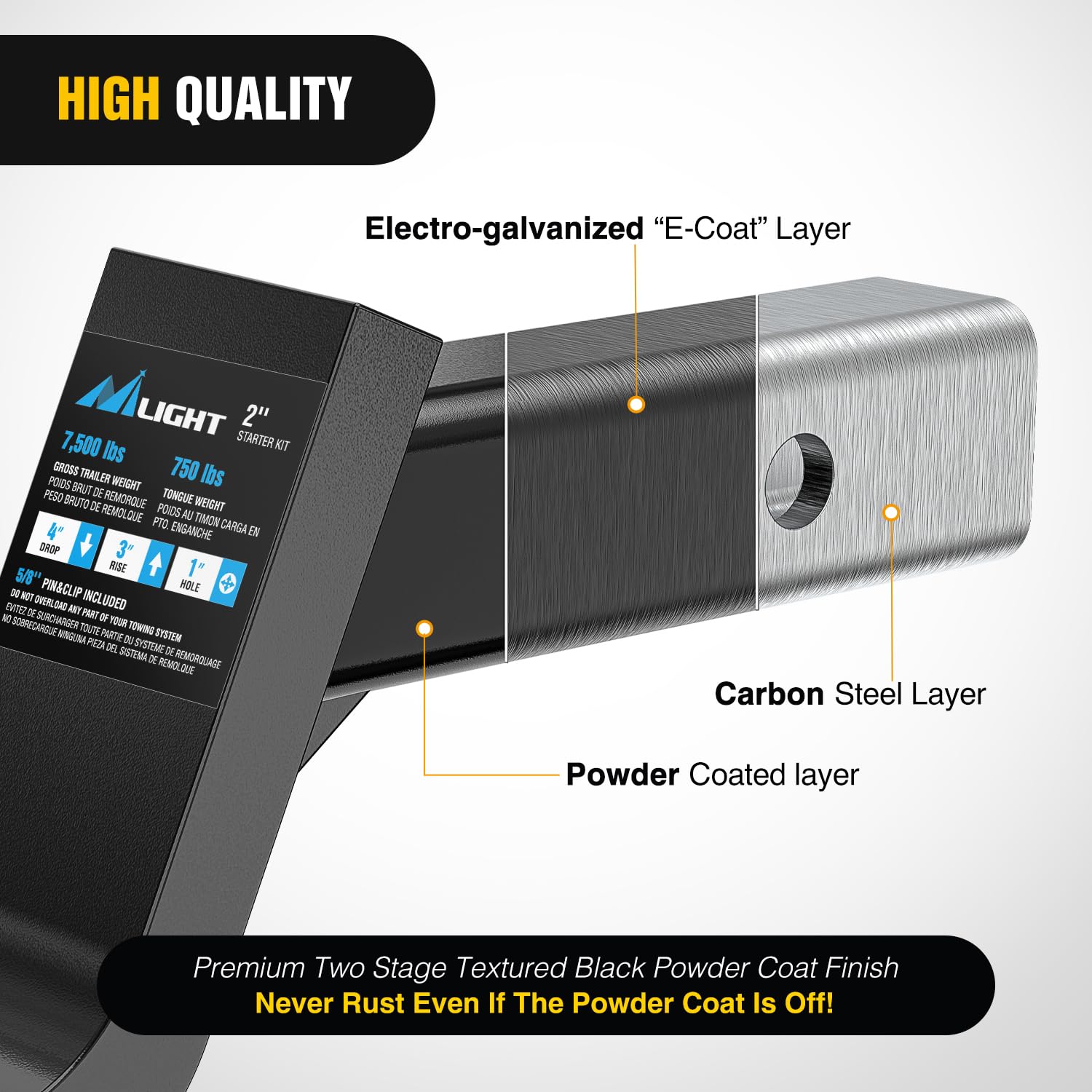 Nilight 2-inch receiver compatibility enables versatility with trailers.