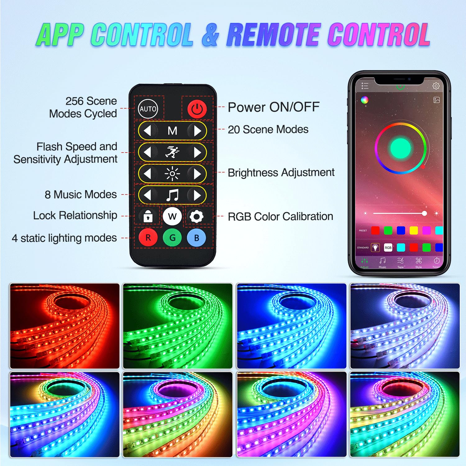 Nilight app control interface enables bright RGB options and music-reactive lighting.