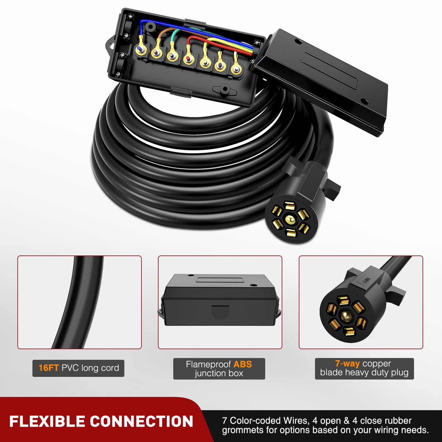 Nilight universal trailer wiring fit works with most RV and automotive systems.