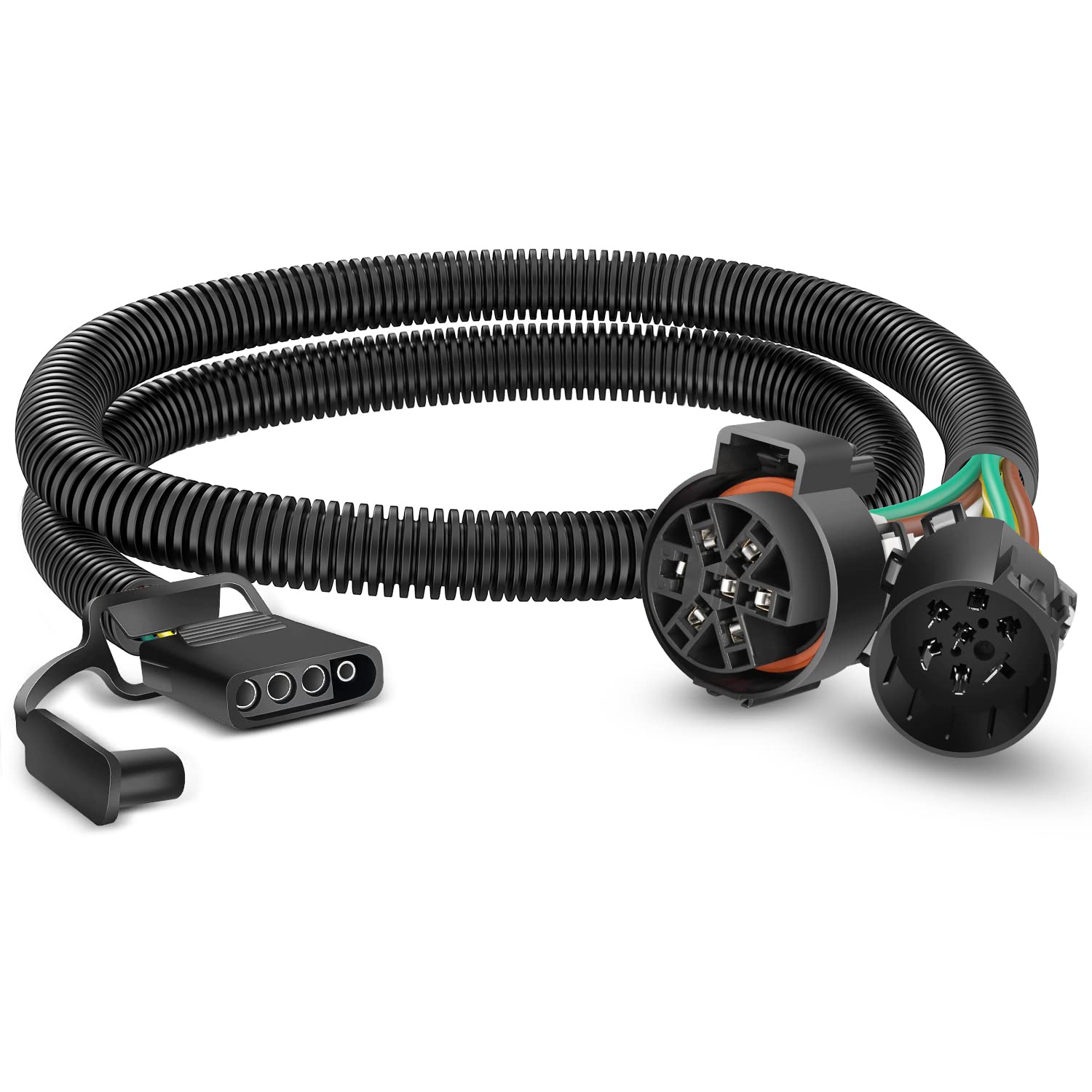 Nilight USCAR 7-pin to 4-pin harness back view with 41-inch wiring for trailer hookup.