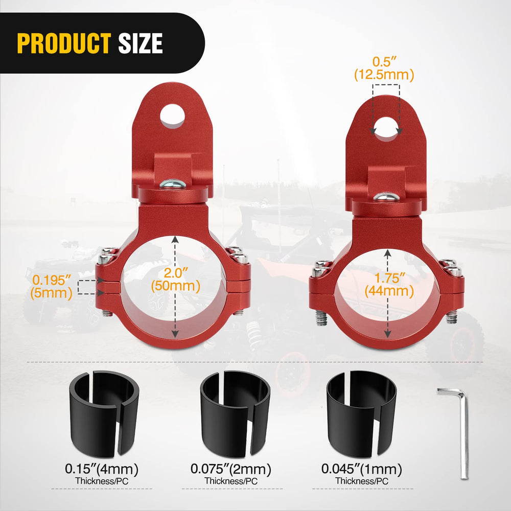 Nilight red mount bracket close-up shows strong welds and inside anti-loosening nut.