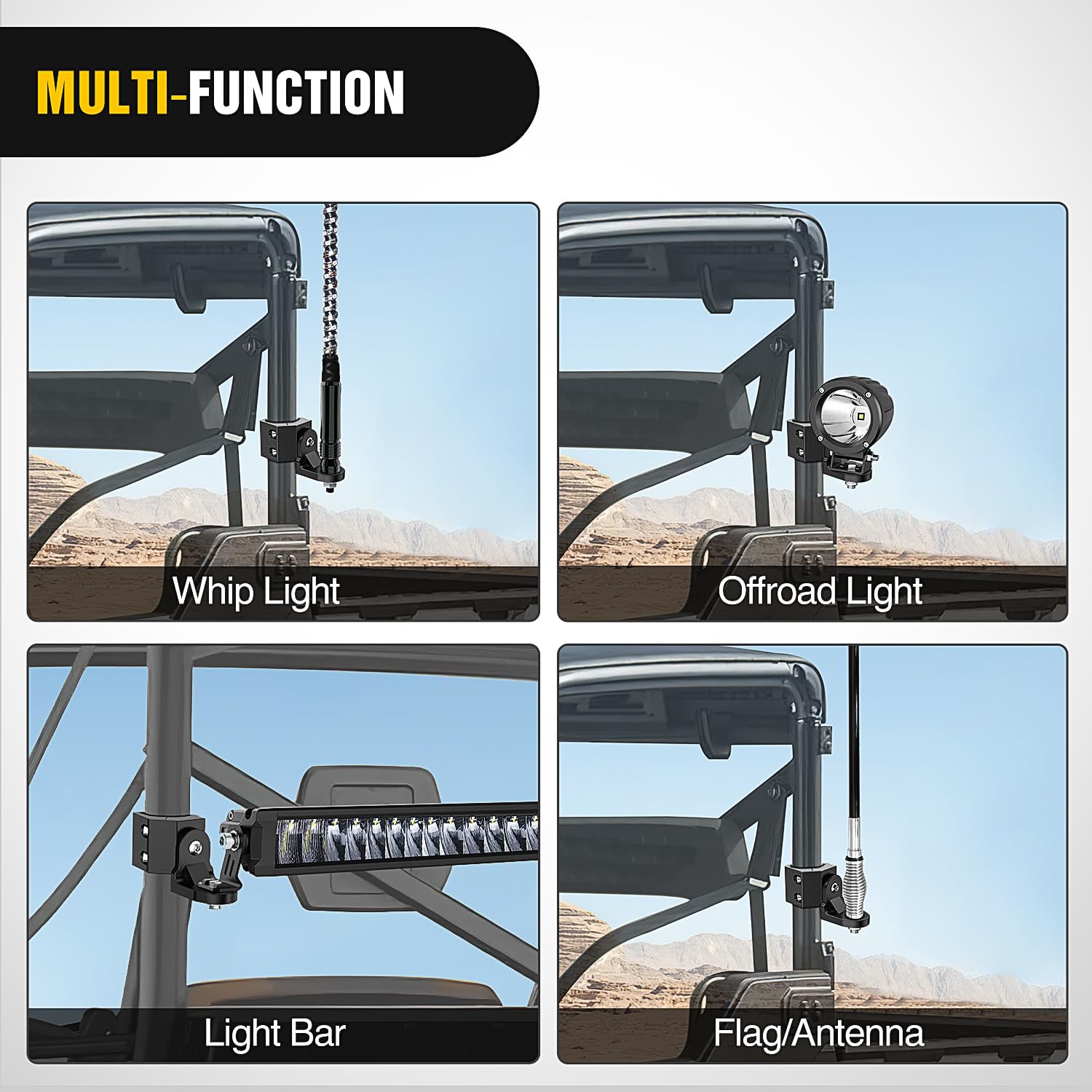 Pro-fit cage-compatible bracket for Can-Am and Polaris models.