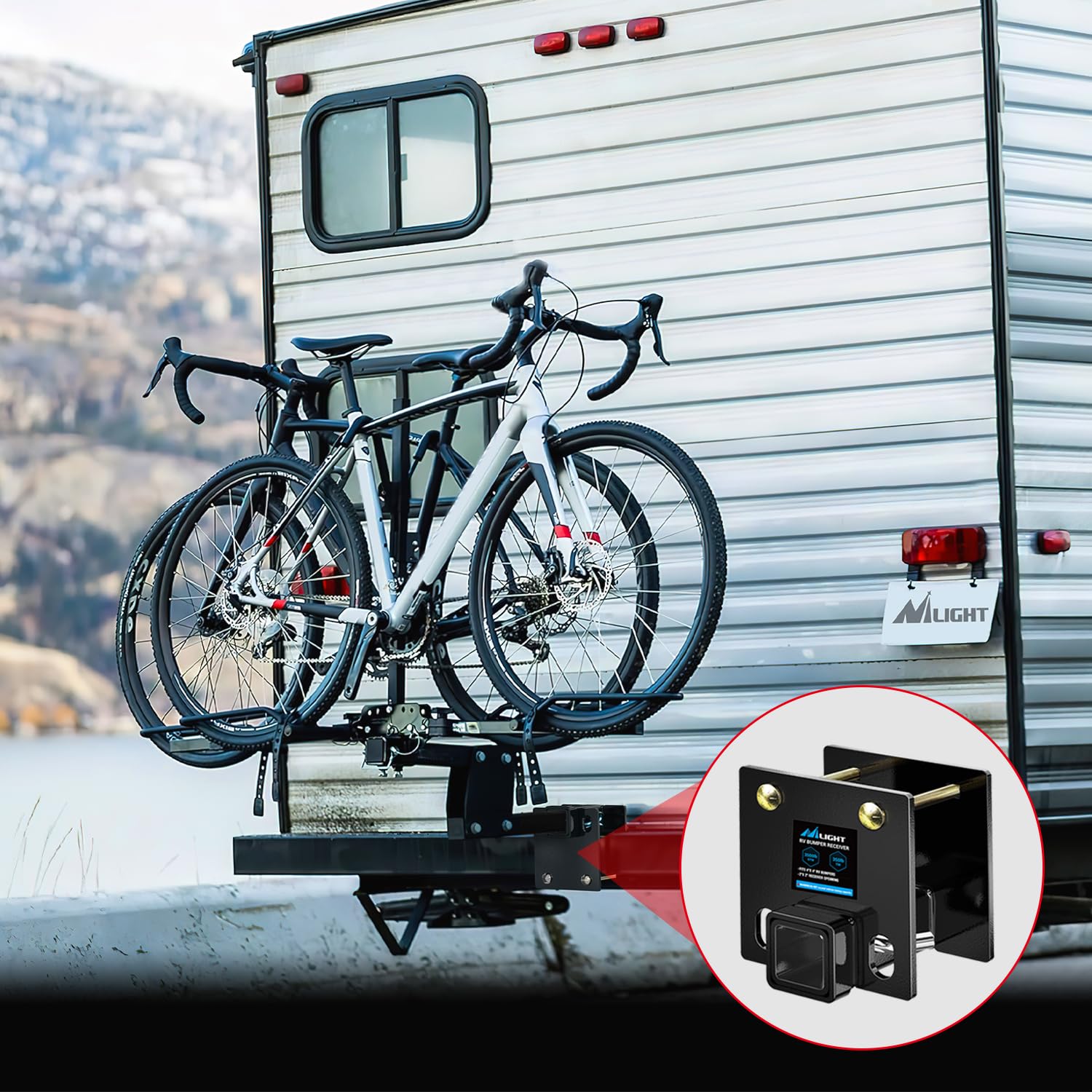 Nilight versatile hitch receiver supports campers, bikes, and cargo setups.