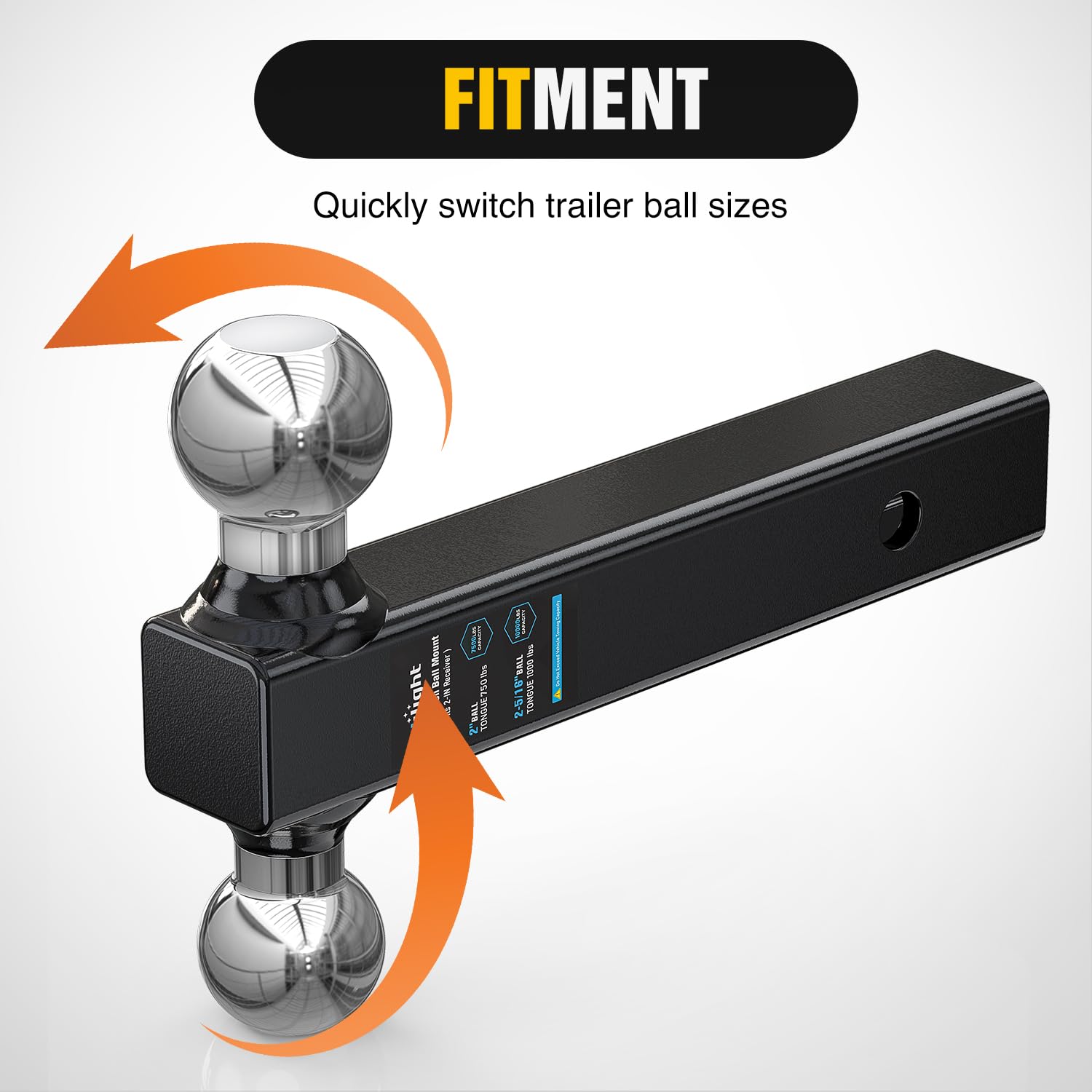 Nilight versatile hitch shown on boat and utility trailers