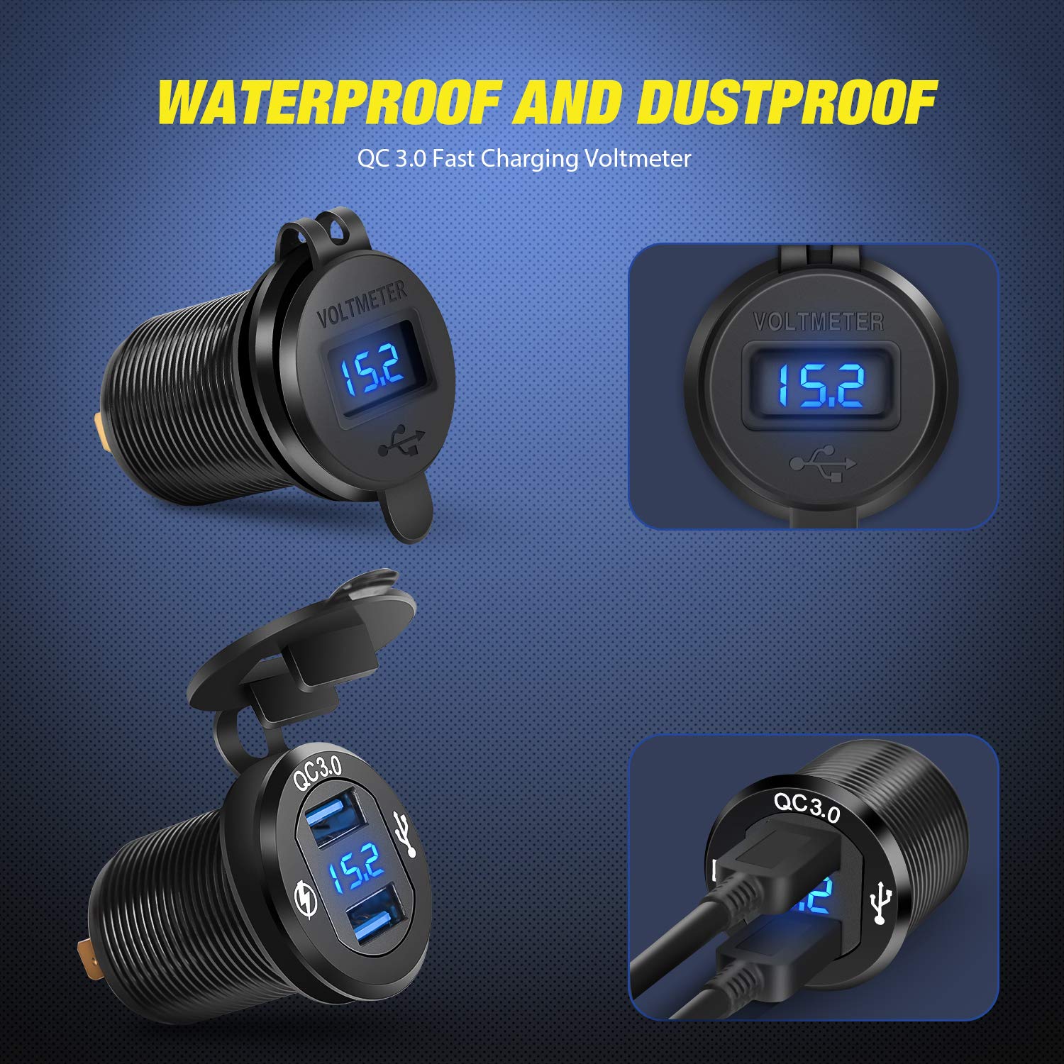 Nilight voltmeter display shows battery voltage at a glance.