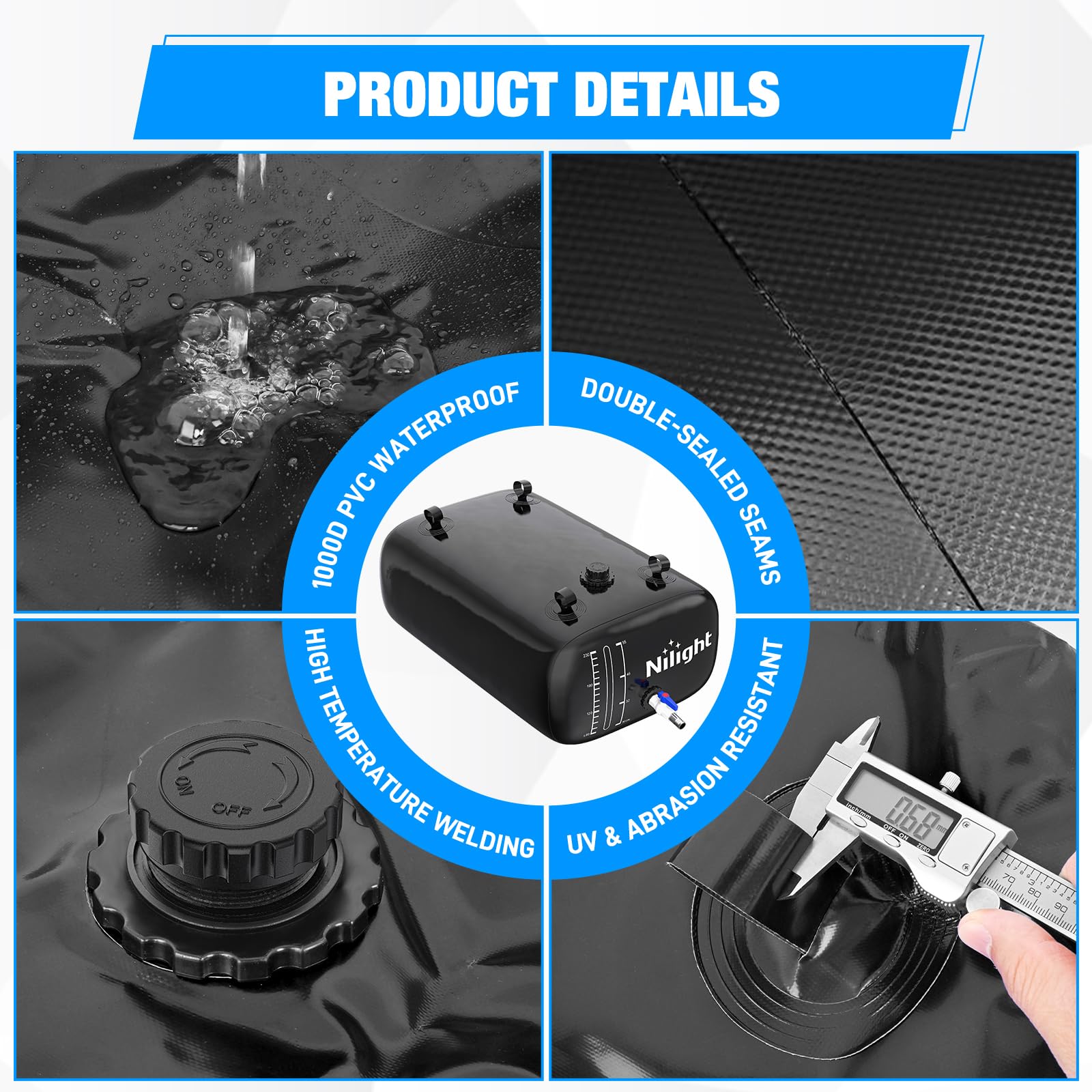 Nilight water bladder four-handles boost portability and secure setup