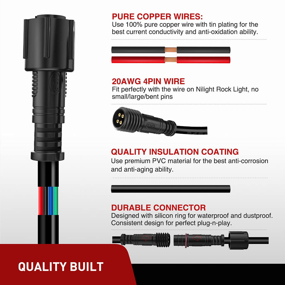 Nilight waterproof snap on connector demonstrating durability for outdoor use