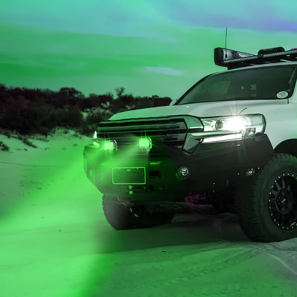 Nilight weatherproof green LED pods for boats, trucks, UTVs, or trailers.