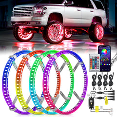 Nilight wheel ring light front view shows vibrant RGB glow for night driving.