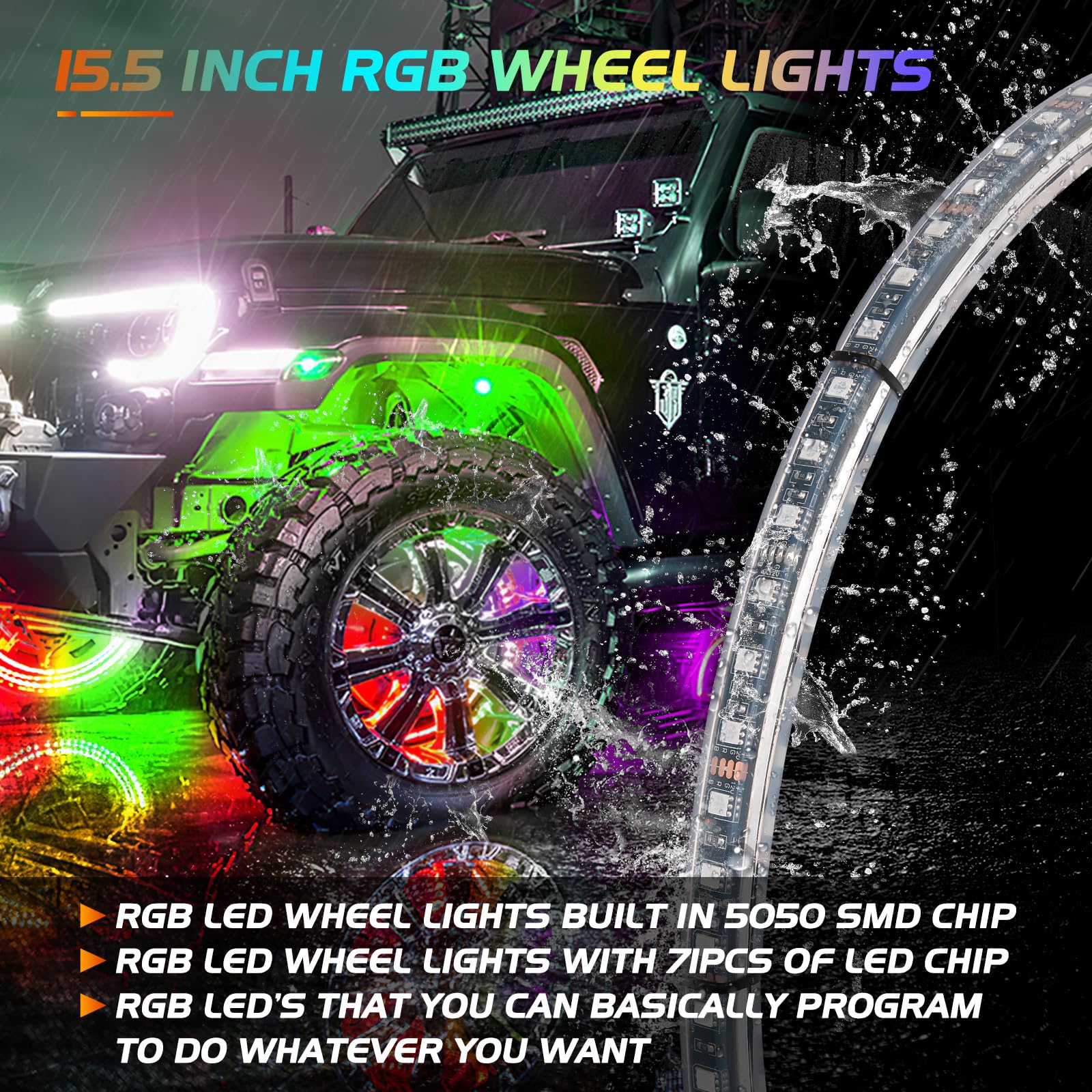 Nilight wheel ring lights include long 13 ft wiring and mounting brackets.