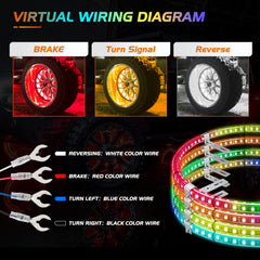 Nilight wheel ring lights display turn signals and braking cues for safer signaling.