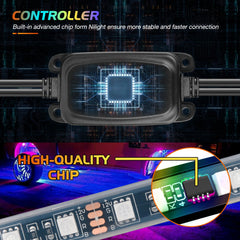 Nilight wheel ring lights controlled via app for customizable colors and effects.