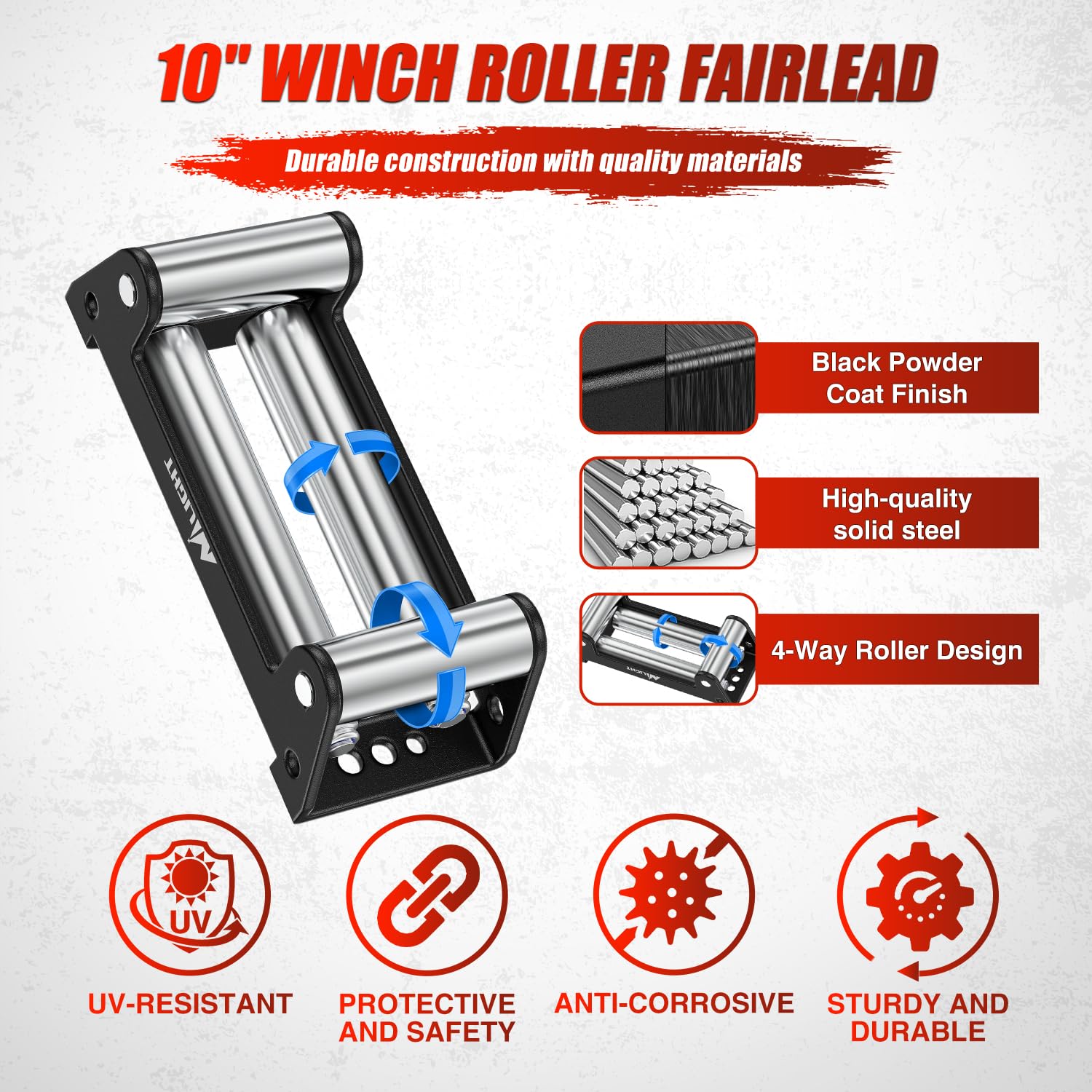 Nilight winch fairlead bracket detail emphasizing robust construction and corrosion resistance.