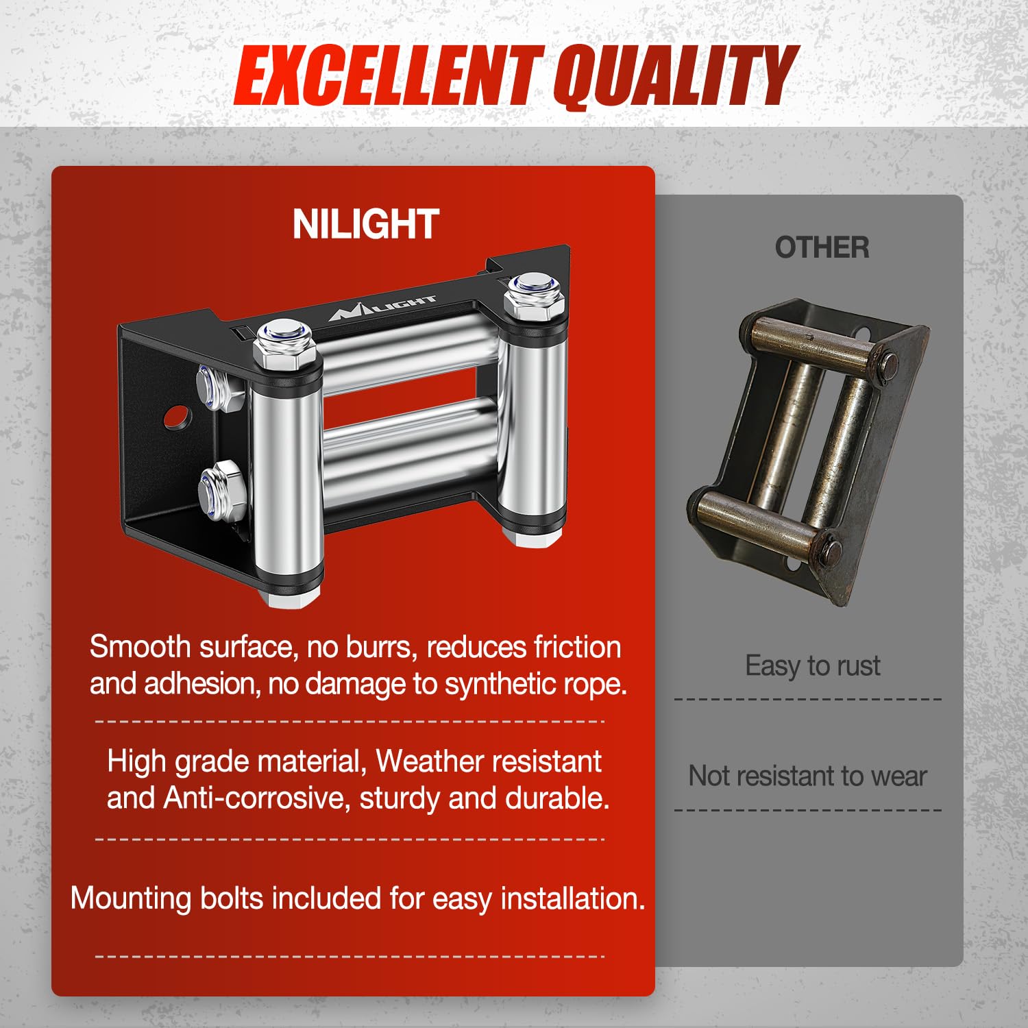 Nilight winch fairlead compatibility image references 2000-3500 lbs winches for UTV/ATV