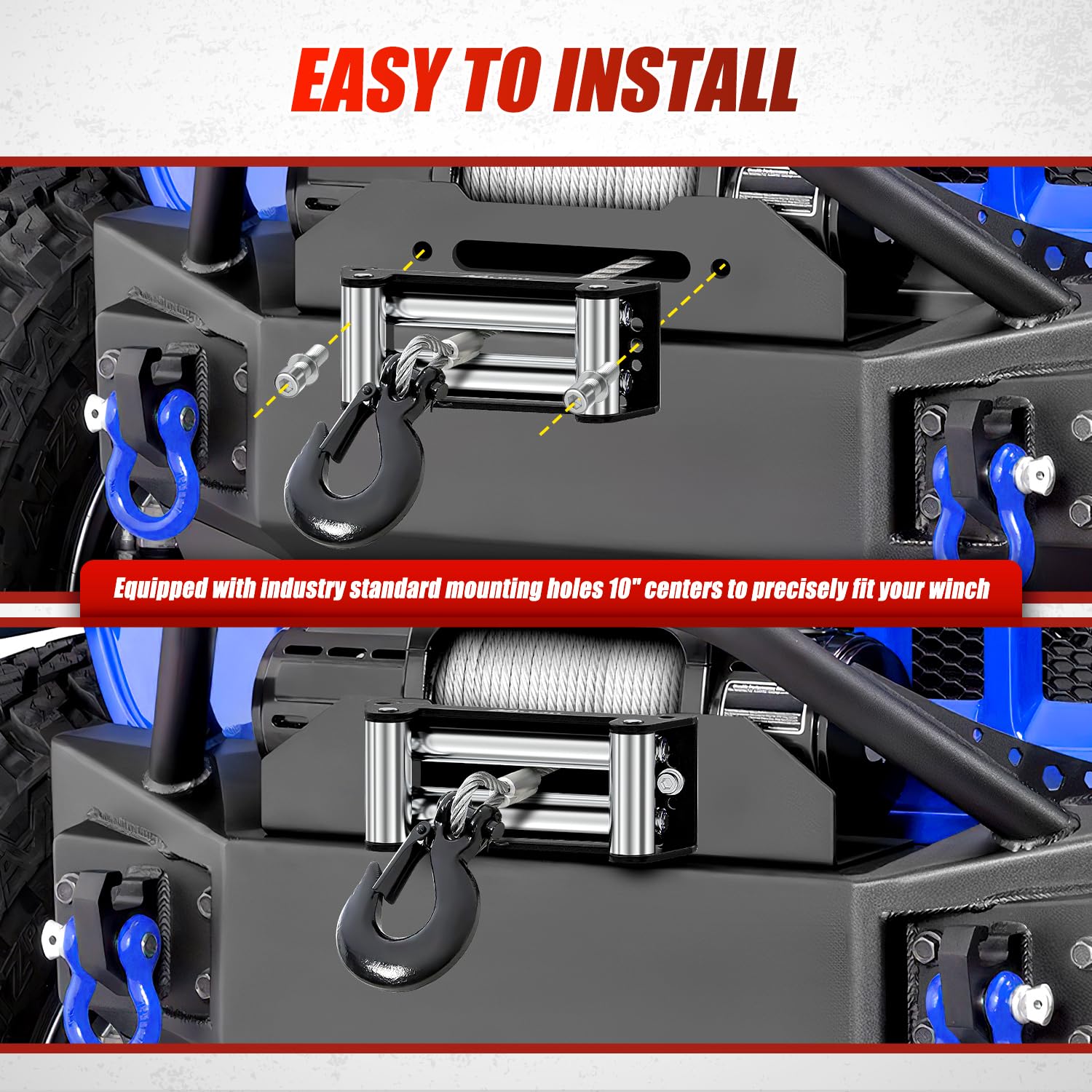Nilight winch fairlead roller detail capturing zinc-coated rollers for long-lasting wear.