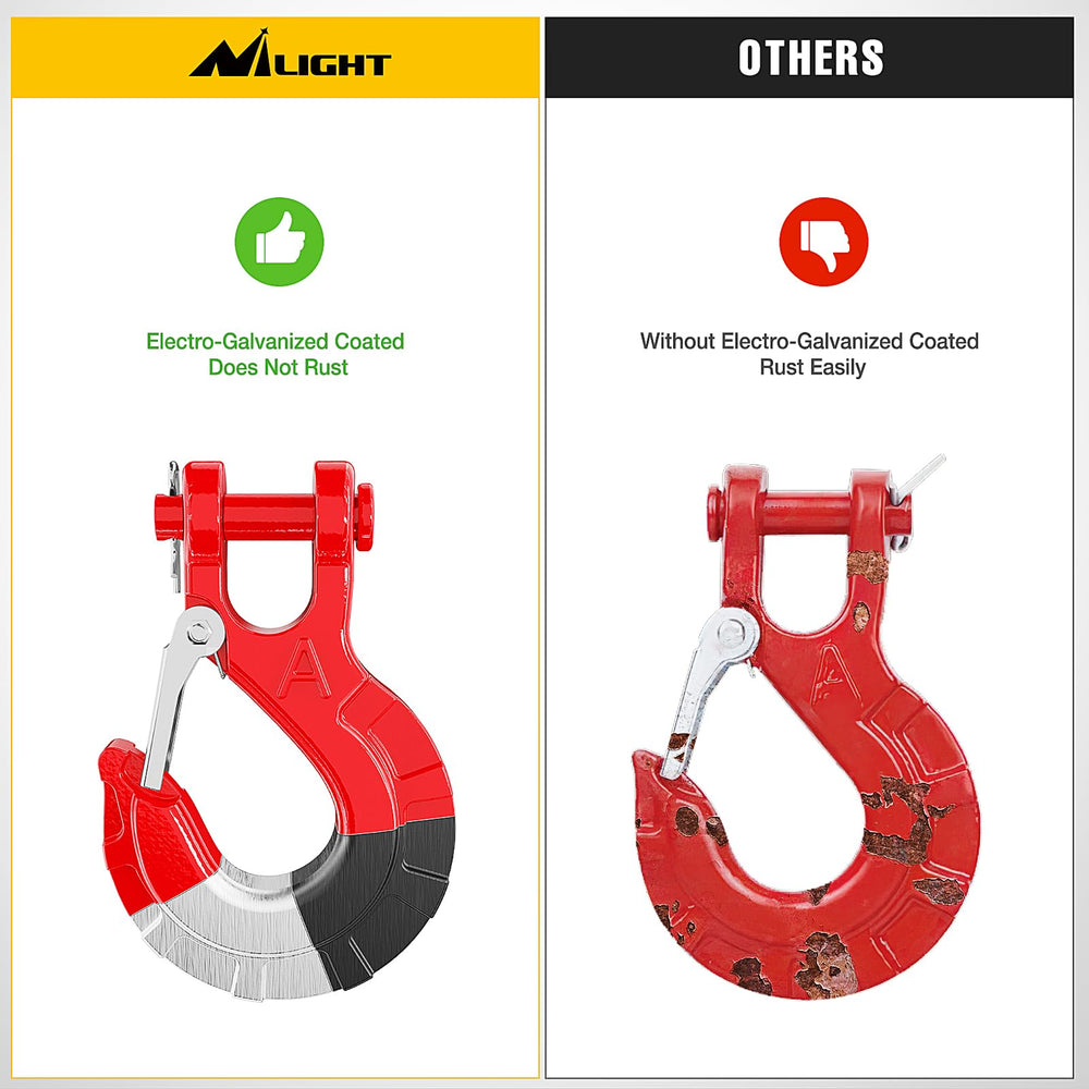Nilight red winch hook increases visibility in challenging terrain.