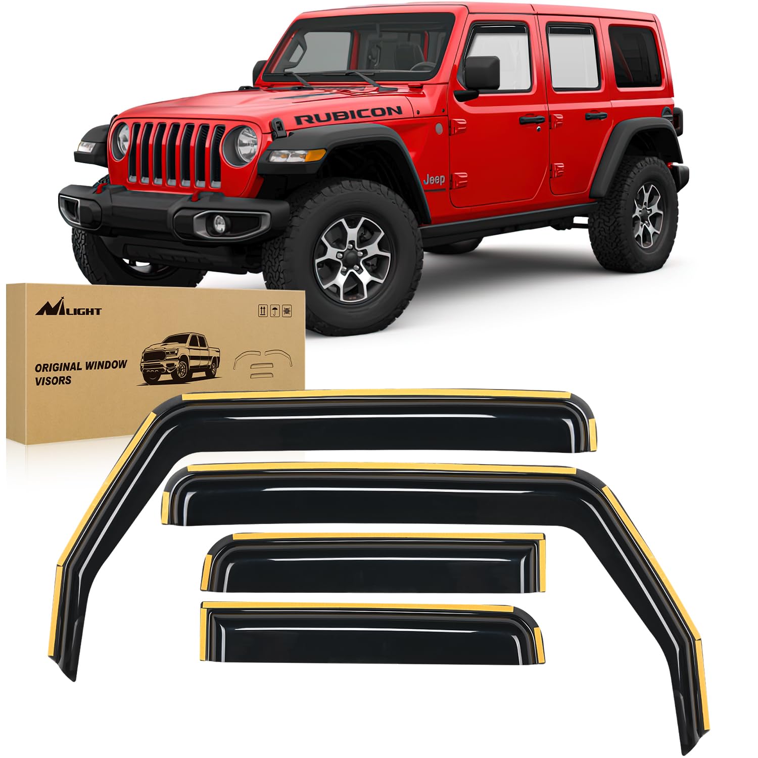 Nilight window visor on Jeep Wrangler JL for quick shade and wind deflection