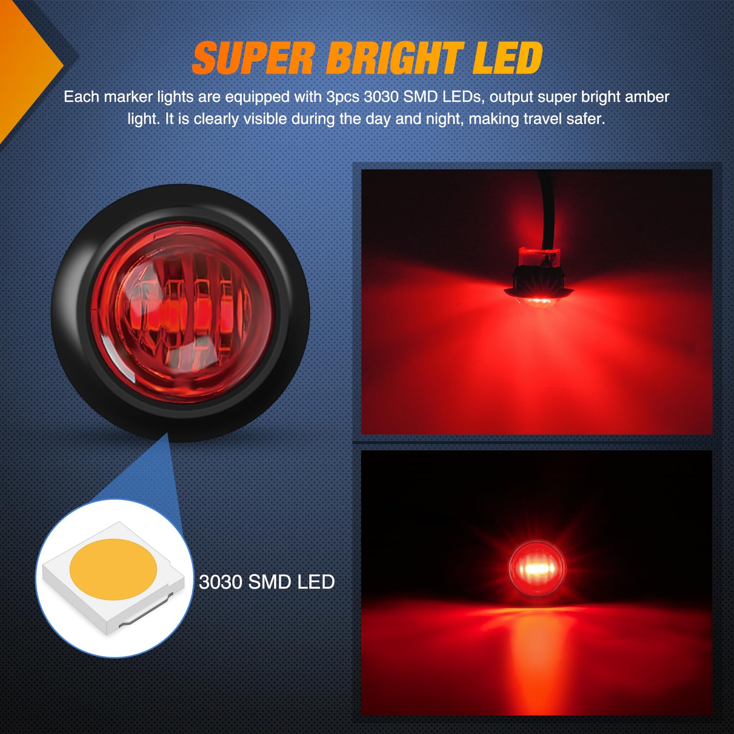 Nilight marker light wiring with 22 AWG leads, 9.84 inch length