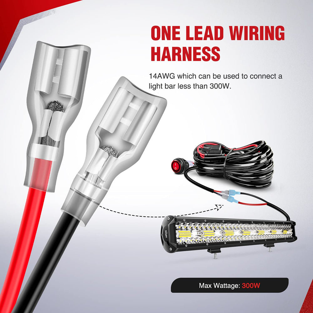 Nilight 14AWG heavy-duty cable delivers durable power with reduced voltage drop.