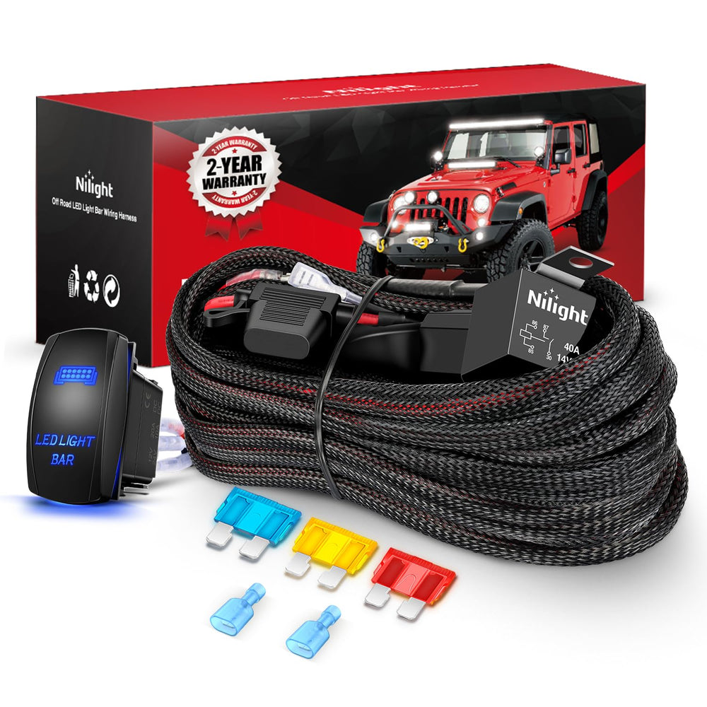 Nilight wiring harness kit 14 AWG with one lead for clean 12V power delivery