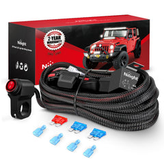 Nilight wiring harness kit 16 AWG with two leads for dual LED power