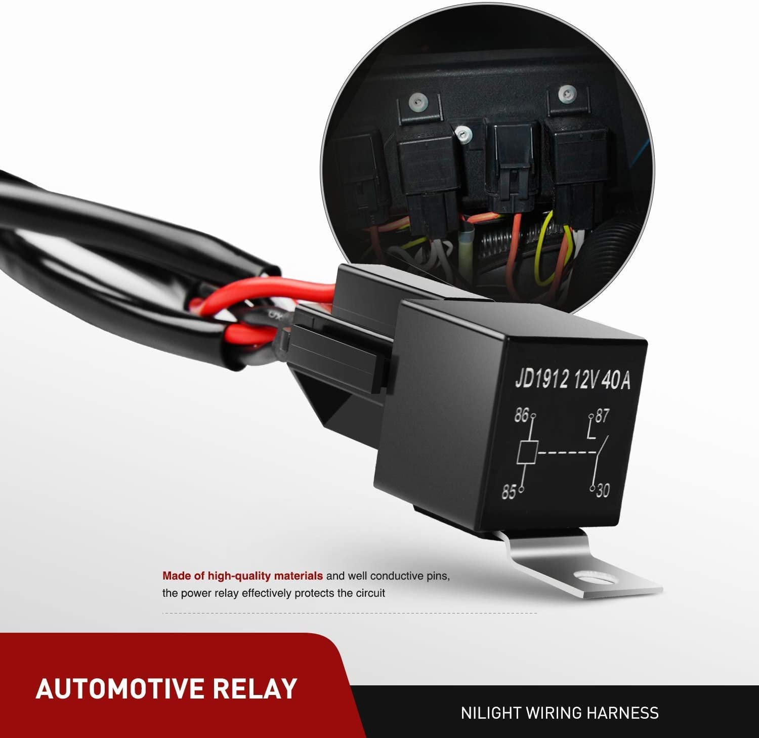 Nilight harness features two leads for stable dual-light installations.