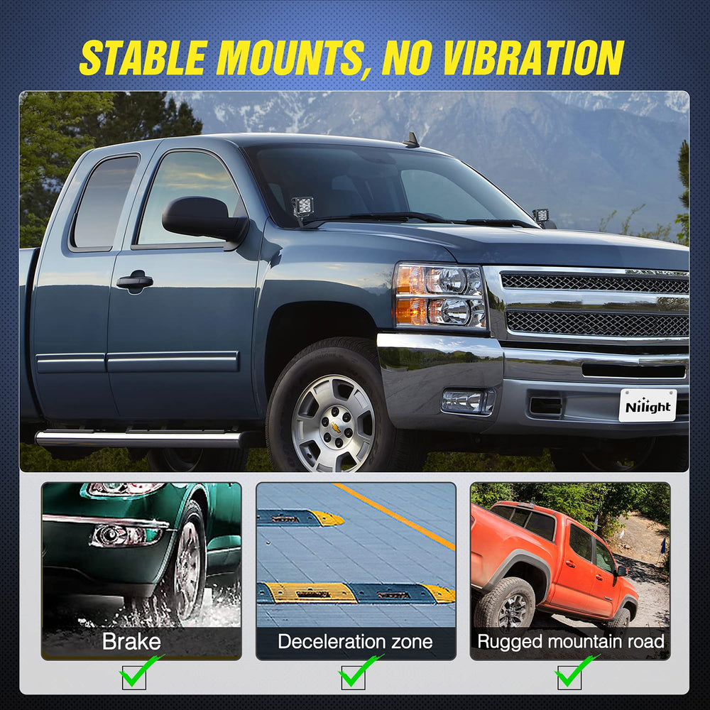 Nilight wrinkle-finish durable metal bracket resists rust and rugged use.