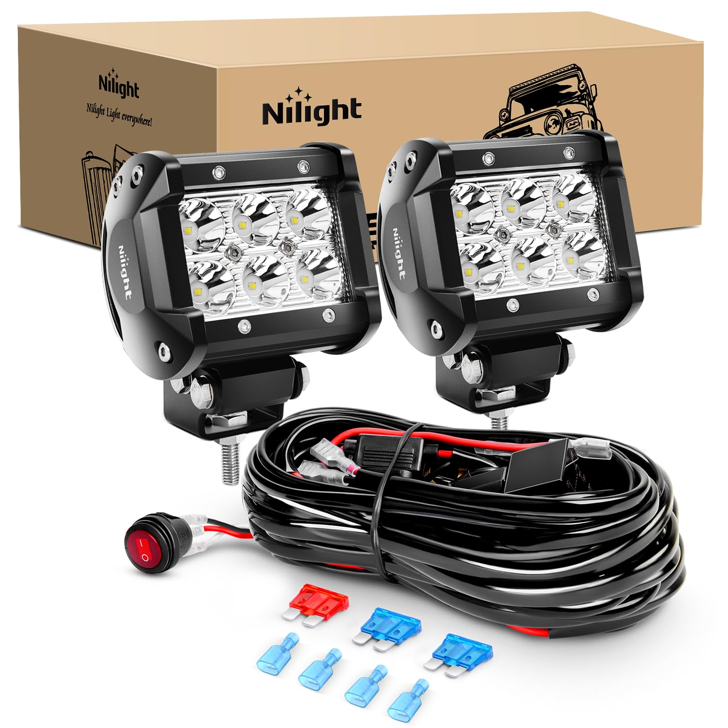 Nilight ZH009 spot lightbar left-angle for extended visibility on dark trails