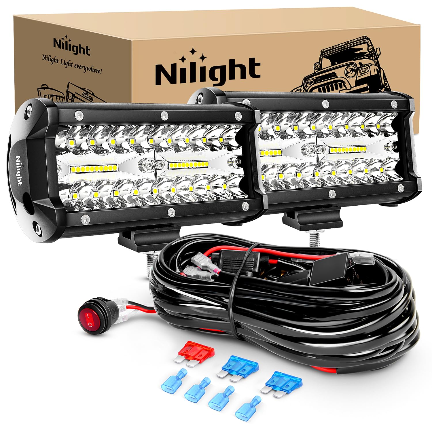 Nilight ZH303 front view showing the spot and flood combo for versatile illumination
