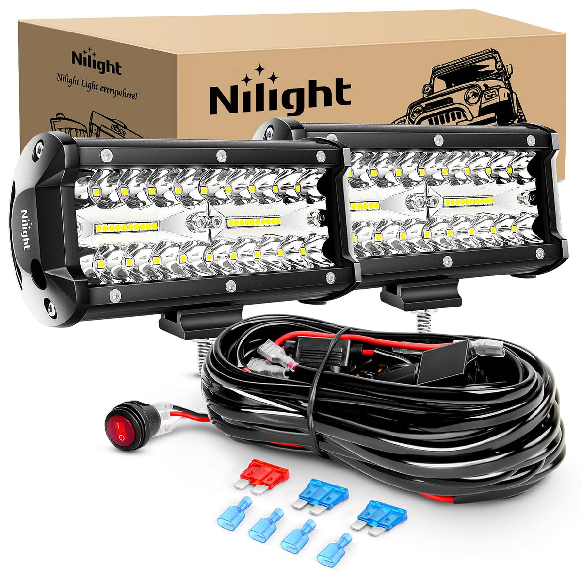 Nilight ZH303 front view showing the spot and flood combo for versatile illumination
