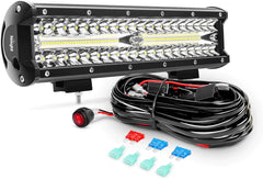Nilight ZH411-A 12-inch front view with triple-row beams for enhanced off-road visibility.