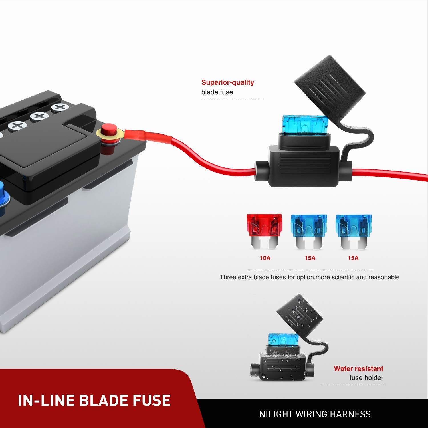 Nilight ZH416 4-inch LED pod wiring harness enables easy setup.
