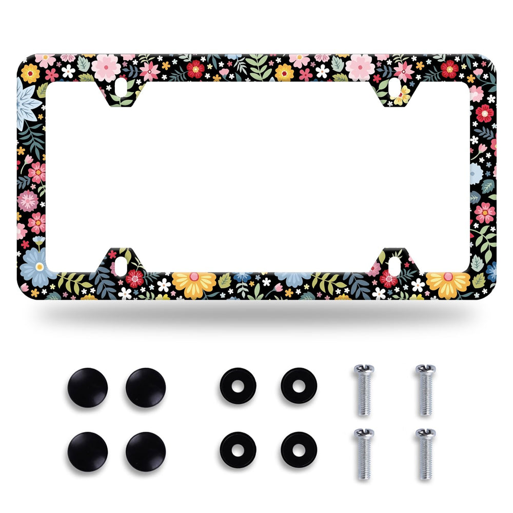 NINANMY color watercolor flowers frame, front view, adds vibrant, personalized touch to your car