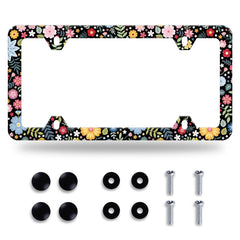 NINANMY color watercolor flowers frame, front view, adds vibrant, personalized touch to your car