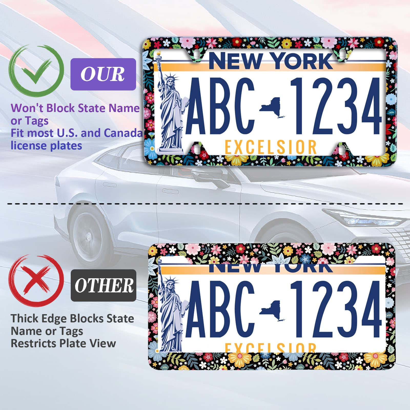 NINANMY watercolor flowers pattern on car, enhances curb appeal and style