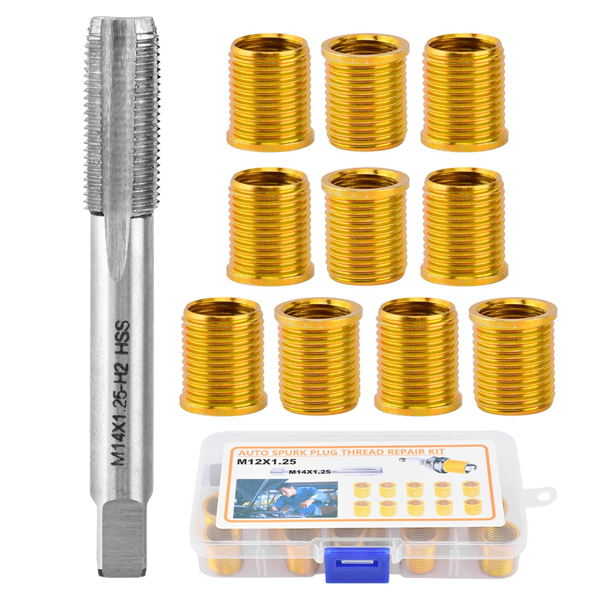 ninefox spark plug thread repair kit box-case shows complete set for quick repairs