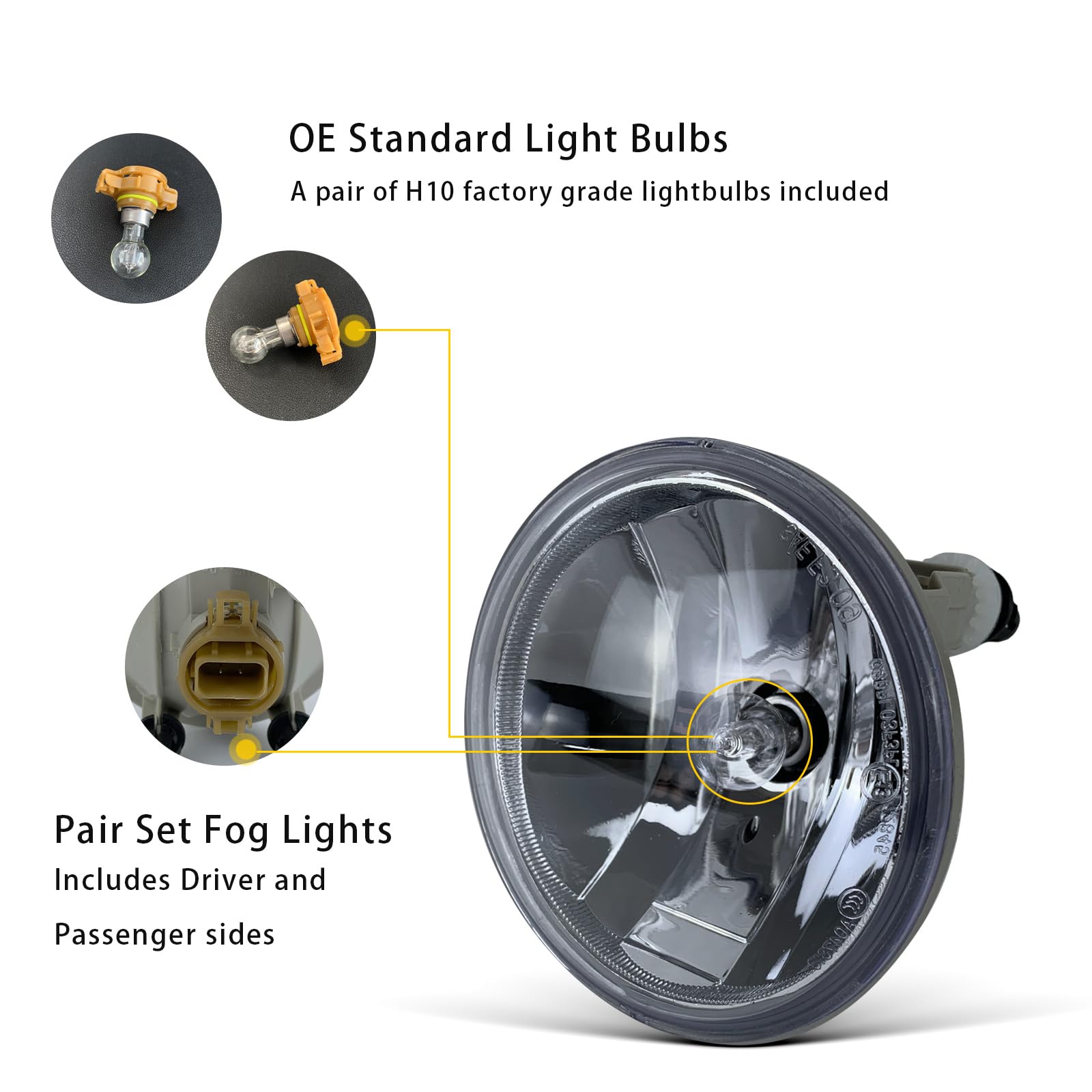 Bulbs included with Nioboee fog lights for quick replacement.