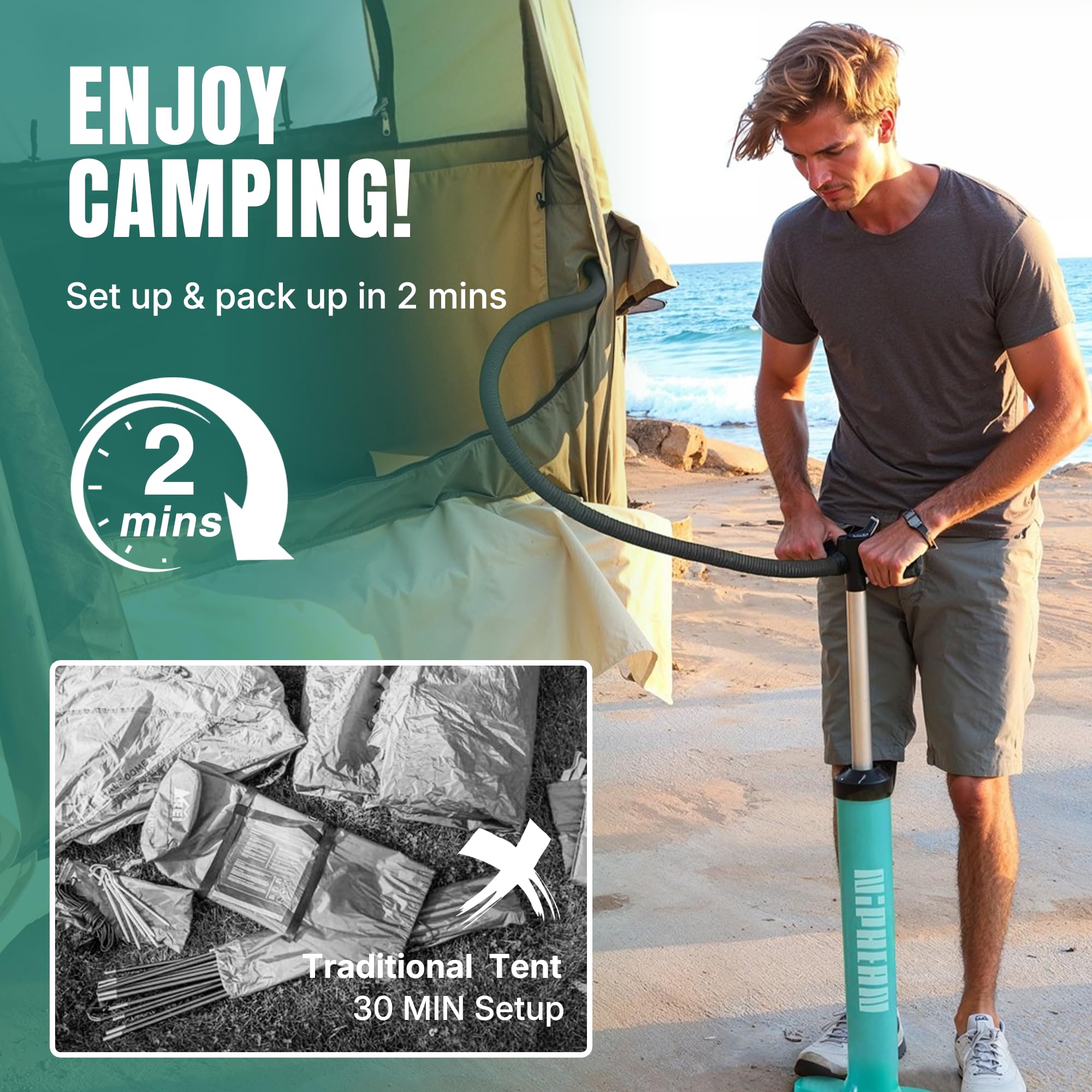 Niphean truck bed tent interior offers spacious space for 2 adults and 1 child