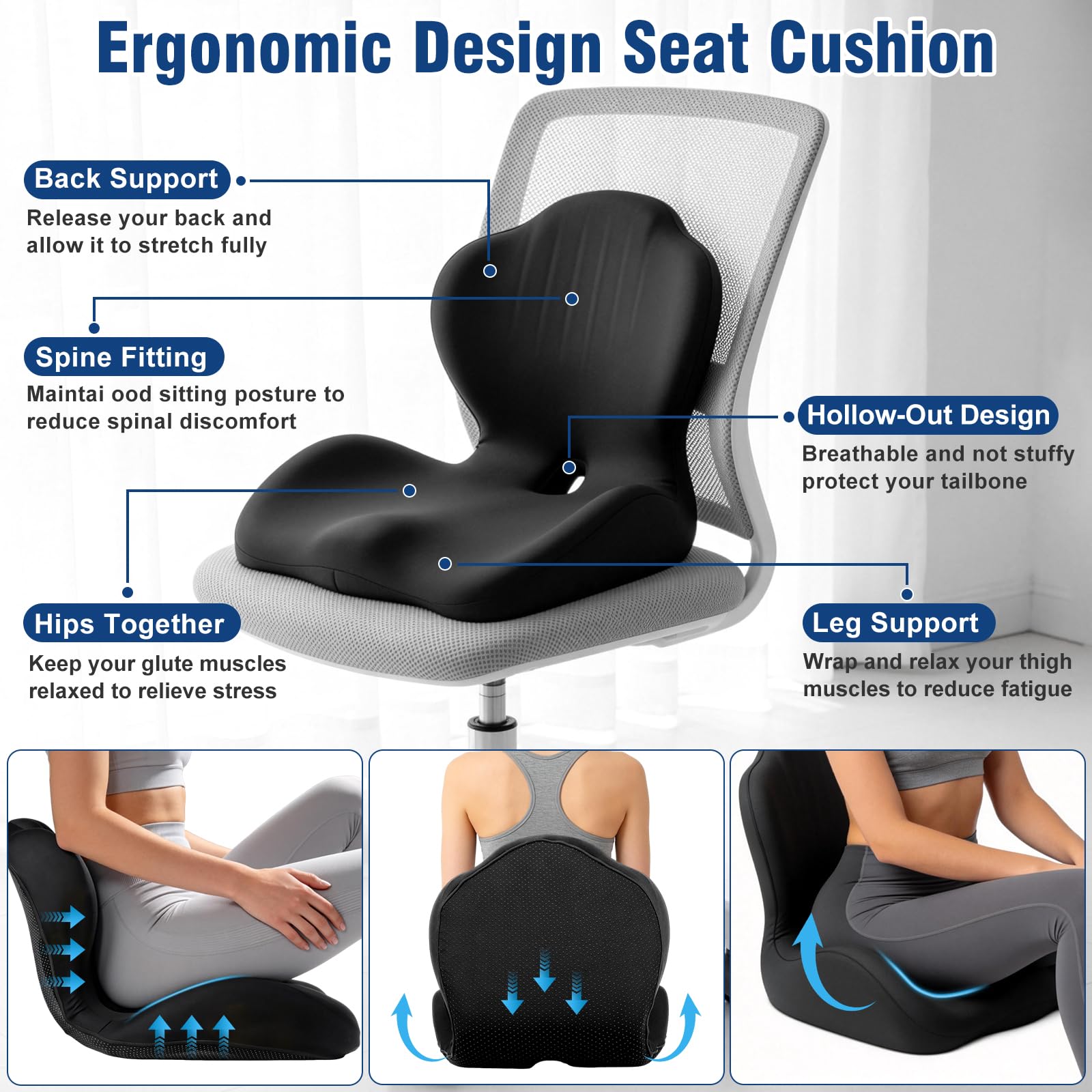 Nisuez cushion installed in a car driver seat improving height and visibility while driving