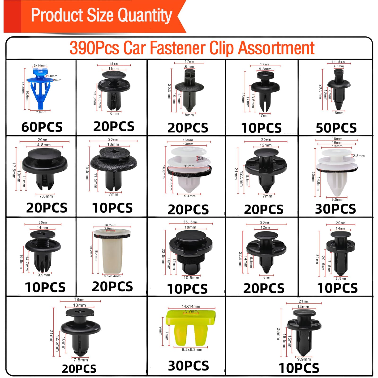 Niteguy 390Pcs Subaru fastener kit engine cover clip durable and vibration resistant