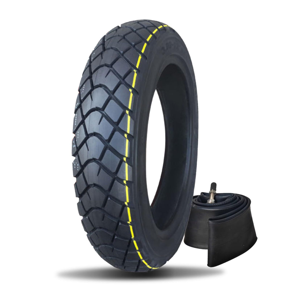 NiuJKun 3-00-12 dirt tire side view showing rugged tread for off-road traction.