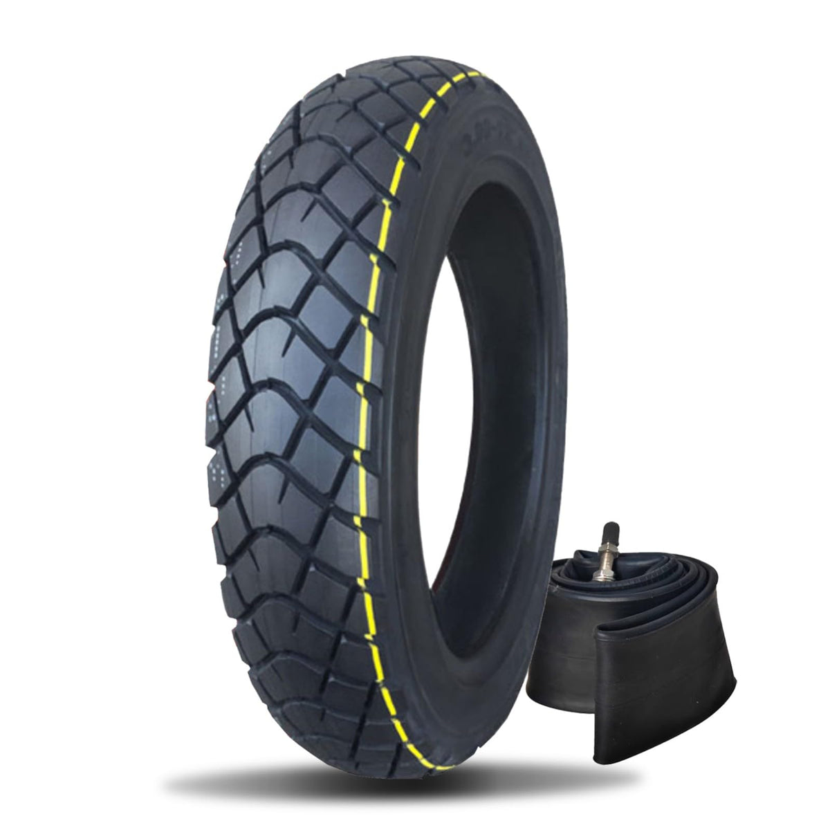 NiuJKun 3-00-12 dirt tire side view showing rugged tread for off-road traction.