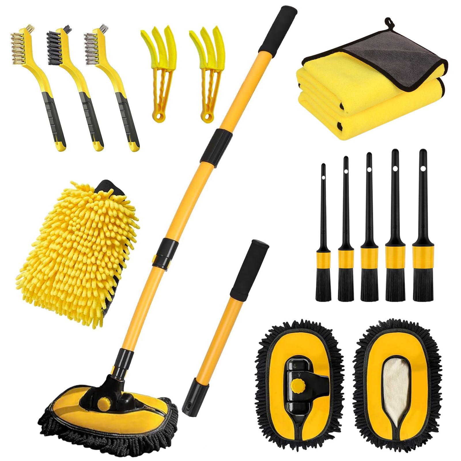 NIUMID bendable pole car wash brush 55 inch extends reach for tall vehicles