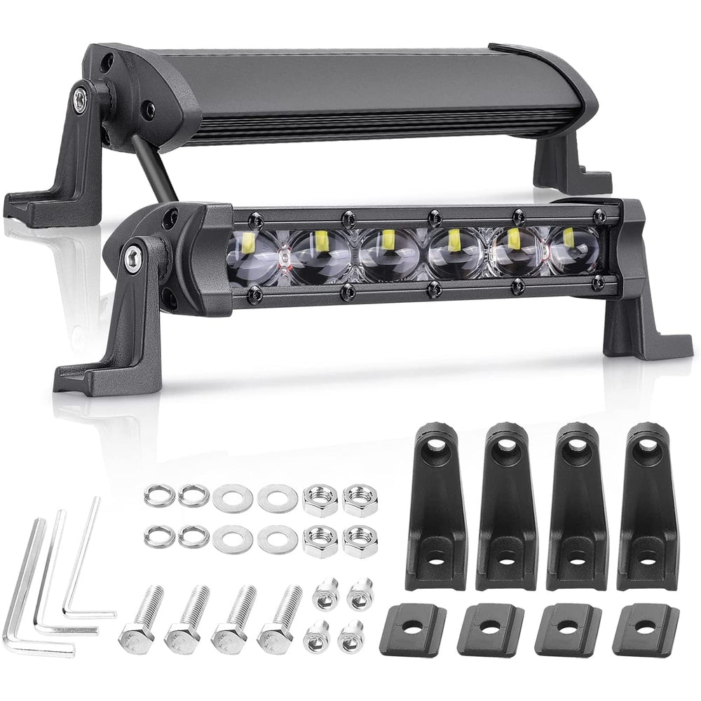 Niwaker PowerSports 6inch LED light bar front view enhances night visibility for safer driving.