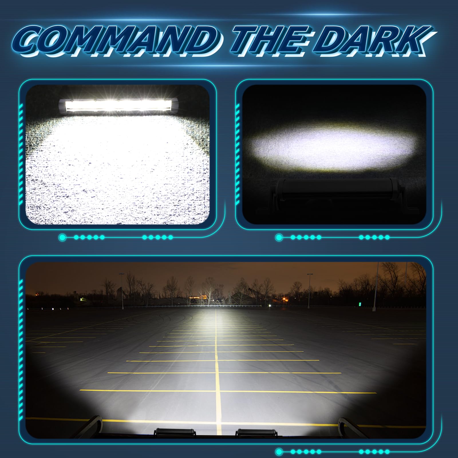 Niwaker PowerSports 6inch LED light bar mounted on road for bright forward illumination.