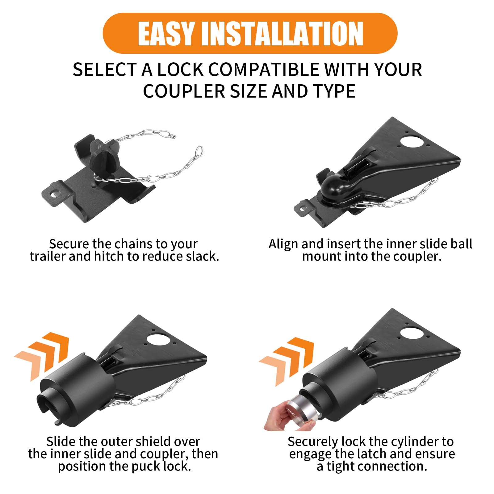NiwNiw ready-to-use design fits 2-inch couplers for various trailers.