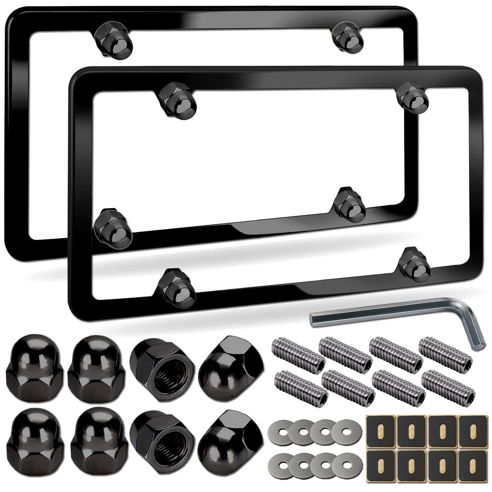 NJNYLLC Volvo license plate frames front view with matte black slim edge offers protected finish.
