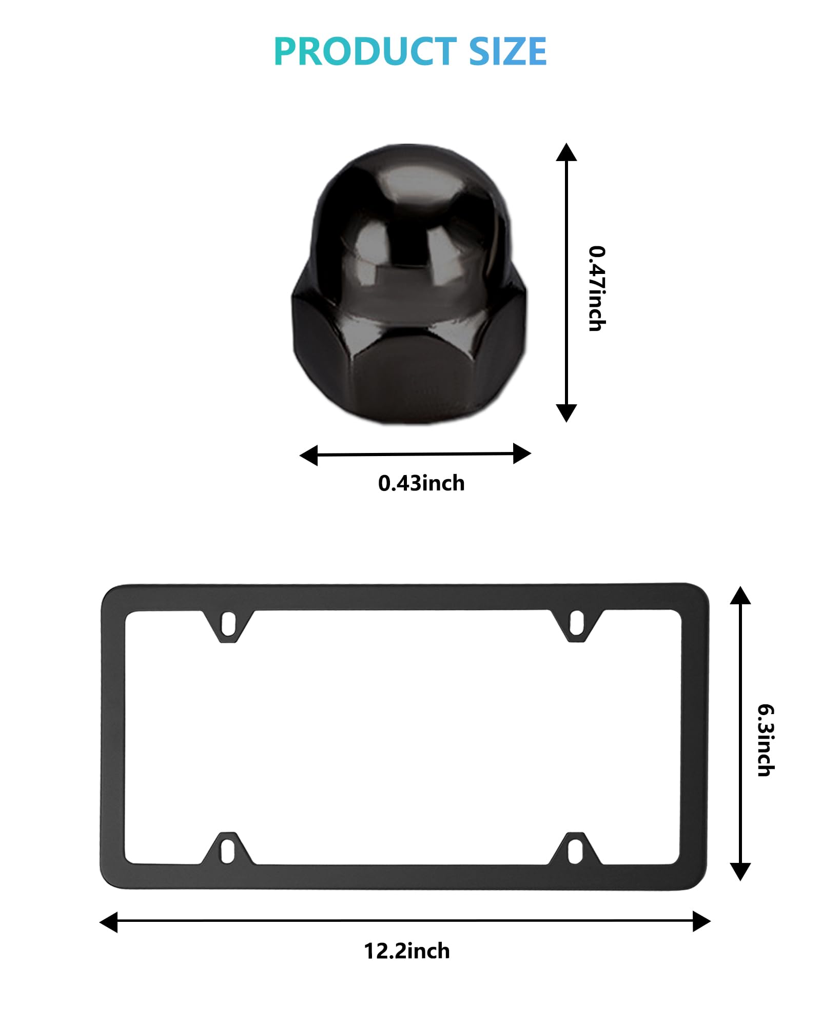 NJNYLLC Volvo license plate frames rear view in matte black slim edge for clean look.