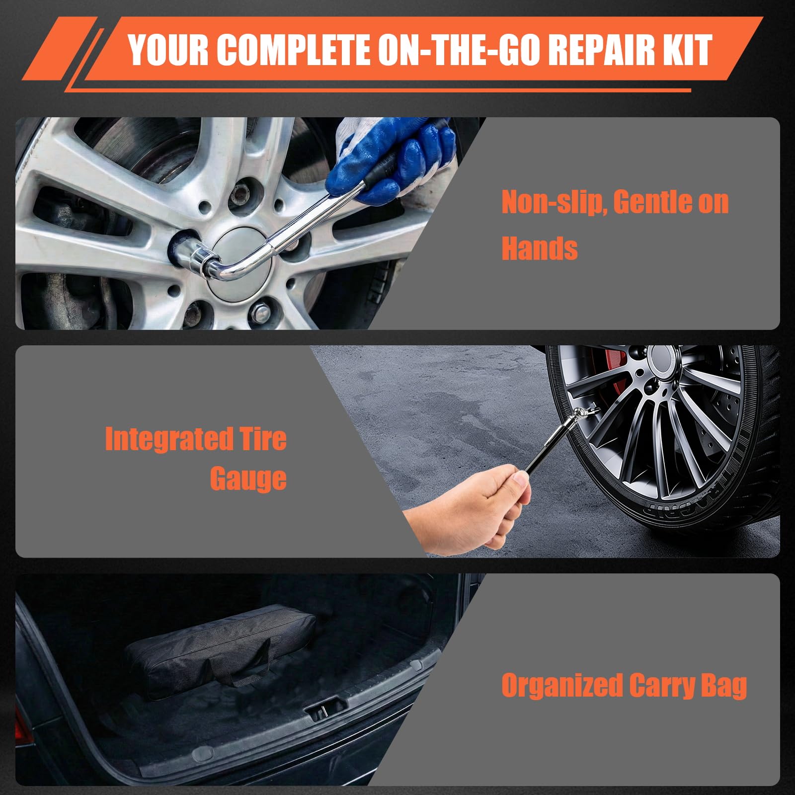 nkpyln lug-wrench and socket set included for versatile tire changes.