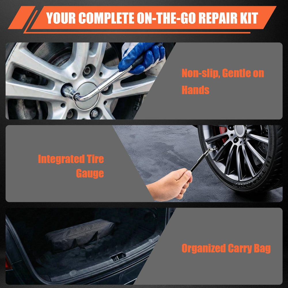 nkpyln lug-wrench and socket set included for versatile tire changes.